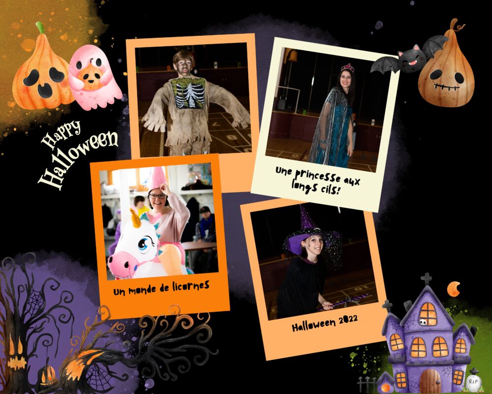 Orange Black Instants Kids Illustrated Halloween Photos Collage
